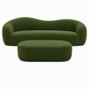 Ver imagem 4 de Kit Sofá + Puf Star 190 cm Orgânico 2 Lugares Sala Recepção:Verde/Bouclé Linho