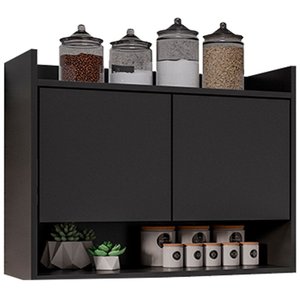 Armário Aéreo para Cozinha 2 Portas Lia M05 Preto - Inoviza