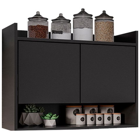 Armário Aéreo para Cozinha 2 Portas Lia M05 Preto - Inoviza