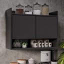 Ver imagem 2 de Armário Aéreo para Cozinha 2 Portas Lia M05 Preto - Inoviza