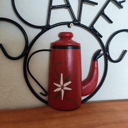 Prateleira de Café Porta Tempero 40cm Tema Bule Vermelho Sudeste Rústico - 4