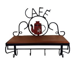 Prateleira de Café Porta Tempero 40cm Tema Bule Vermelho Sudeste Rústico - 1