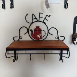 Prateleira de Café Porta Tempero 40cm Tema Bule Vermelho Sudeste Rústico - 3