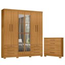 Ver imagem 1 de Cômoda 4 Gavetas New e Guarda Roupa Casal Londres com Espelho Carvalho Americano Tx -incorplac