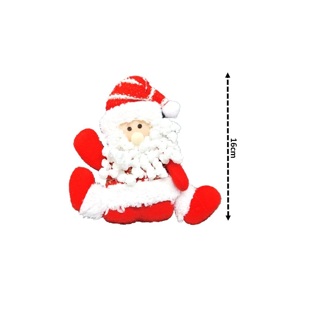 Kit Boneco de Neve e Papai Noel Pelúcia Pendente Vermelho e Branco 16cm 4 Unidades - Master Christma - 5