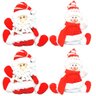 Kit Boneco de Neve e Papai Noel Pelúcia Pendente Vermelho e Branco 16cm 4 Unidades - Master Christma - 1