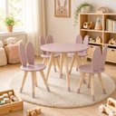 Ver imagem 1 de Conjunto Coelho Mesa 4 Cadeiras Infantil Pintura PU:Rosê