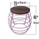 Ver imagem 2 de Banco Redondo Várias Cores Base De Ferro E Tampo De Madeira De Demolição - Rosa