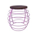 Ver imagem 4 de Banco Redondo Várias Cores Base De Ferro E Tampo De Madeira De Demolição - Rosa