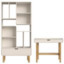 Ver imagem 1 de Estante Livreiro 180x90 Cm Escrivaninha 100 Cm Pes Madeira Maciça Off White Artesano