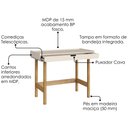 Ver mais imagens de Estante Livreiro 180x90 Cm Escrivaninha 100 Cm Pes Madeira Maciça Off White Artesano