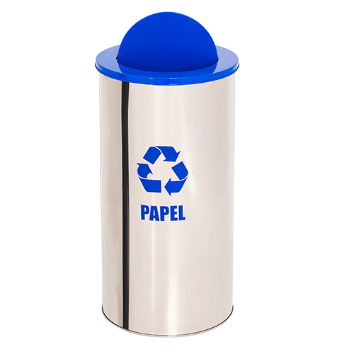 Lixeira Coleta Seletiva Basculante 88l de Aço Inox - Azul - 3