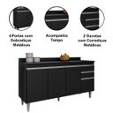 Ver imagem 3 de Balcão para Cozinha 150 cm com Tampo 4 Portas Laya Preto