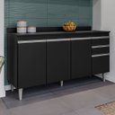 Ver imagem 5 de Balcão para Cozinha 150 cm com Tampo 4 Portas Laya Preto