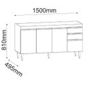 Ver imagem 4 de Balcão para Cozinha 150 cm com Tampo 4 Portas Laya Preto