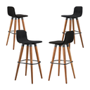 Ver imagem 3 de Kit 4 Banquetas Línea Encosto Baixo em Madeira e Linho Preto