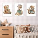 Ver imagem 2 de Kit 3 Quadros Quarto Bebê - Ursinha Vintage 24x18cm - com Vidro:madeira Branca