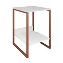 Ver imagem 3 de Mesa Cabeceira Lateral De Cama Industrial Branca Tókio Base Cobre Cor: Branco