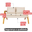 Ver imagem 7 de Namoradeira Sofá 2 Lugares Mona Braço de Madeira com Almofada Veludo Gelo Confortável - Arkell