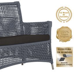 Jogo Sofá e 4 Poltronas e Mesa Igapó Alumínio Fendi Corda Náutica E9 Trama Original - 4