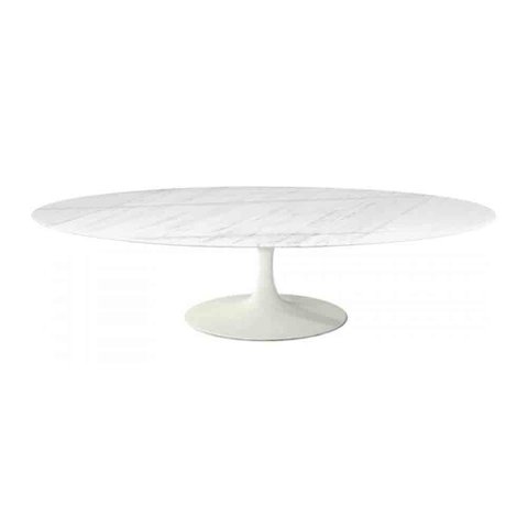 Mesa Saarinen Oval Centro Espirito Santo 135x90cm - Base Branca mgsaarinen