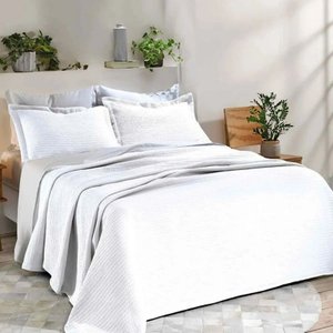 KIT COLCHA CASAL KING LONDRES LISO C/ 3 PCS BRANCO