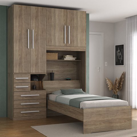 Dormitório de Solteiro sem Cama 1225s Esquerdo Castanho