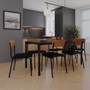 Ver imagem 2 de Cadeira Fit Fixa com 4 Pes 475x505x810 Mm com 3 Unidades Preto/courino Caramelo