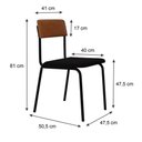 Ver imagem 6 de Cadeira Fit Fixa com 4 Pes 475x505x810 Mm com 3 Unidades Preto/courino Caramelo