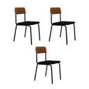 Ver imagem 1 de Cadeira Fit Fixa com 4 Pes 475x505x810 Mm com 3 Unidades Preto/courino Caramelo