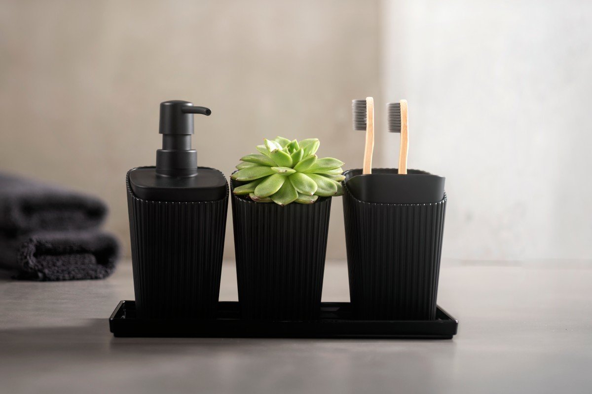 Porta Sabonete Líquido 350ml Coza New Square Preto - 2
