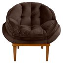 Ver imagem 3 de Poltrona Decorativa Marcela Veludo Marrom Base Madeira Castanho - Pallazio Ana