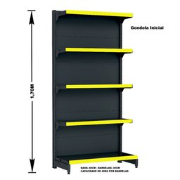 Gondola Parede 170 Fit Ate 3 Metros 1 Canto Preto 20b Pe Amarelo - 2
