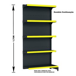 Gondola Parede 170 Fit Ate 3 Metros 1 Canto Preto 20b Pe Amarelo - 3