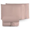 Jogo de Lençol Casal 4 Peças 180 Fios Algodão Liso:rose - 1