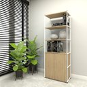 Ver imagem 1 de Estante Industrial 172cm Prateleiras e Armário Estrutura Metálica Executive Marrom/Macadâ