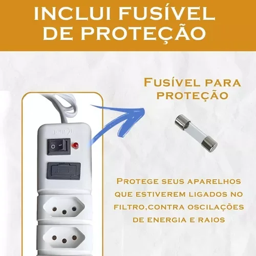Filtro de Linha Extensão Elétrica 4 Tomada 2p+t 10a Bivolt - 6