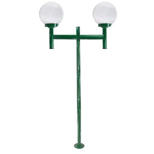 Poste de Jardim com Globo de Vidro Transparente 15x28 Duplo P20/2 em Aço Verde