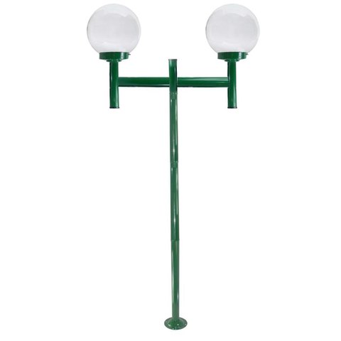 Poste de Jardim com Globo de Vidro Transparente 15x28 Duplo P20/2 em Aço Verde