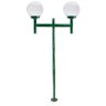 Poste de Jardim com Globo de Vidro Transparente 15x28 Duplo P20/2 em Aço Verde - 1