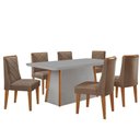 Ver imagem 2 de Mesa de Jantar Diane 180cm Tampo Mdf Vidro 6 Cadeiras Isadora Moderna Veludo Capuccino Off White