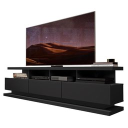 Rack de Sala Grande com Gavetas e Rodízios Preto Germai - 2