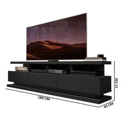 Rack de Sala Grande com Gavetas e Rodízios Preto Germai - 4