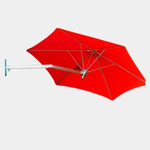 Ombrelone Parede 3m Estrutura Alumínio Cobertura Tecido Uv:vermelho/alumínio Anodizado Preto