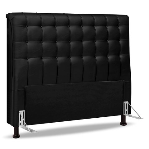 Cabeceira Cama Box Casal Queen Size Ciara 160cm Botonê com Frame Sintético Preto - Desk Design
