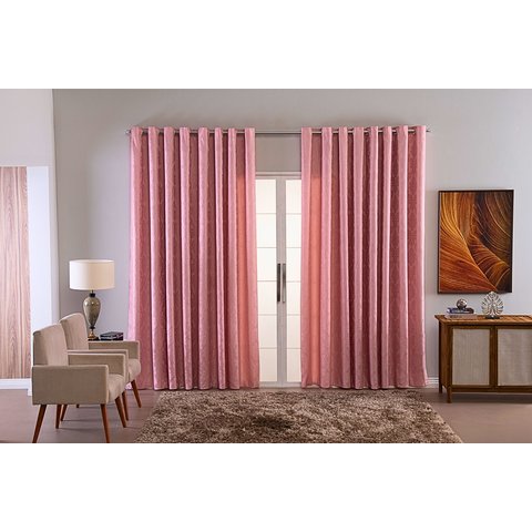 Cortina Jacquard Luxo em Tecido Semi Blackout Sala 6,00x2,80:rosa