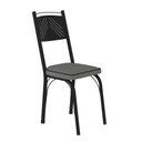 Ver imagem 4 de Conjunto Mesa de Jantar com 6 Cadeiras 151 Malva Tampo Vidro 140cm SF Preto Assento Platina - Combo