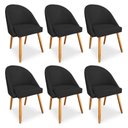Ver imagem 1 de Kit 6 Cadeiras de Jantar Bela Veludo Preto Pés Palito Castanho - Pallazio