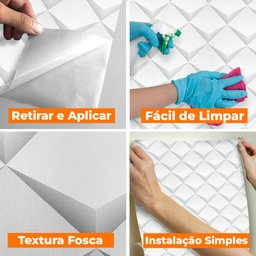 Papel de Parede Adesivo Lavavel Texturizado Casca Geométrico Branco Cinza 500x60cm - 8
