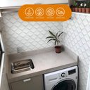 Ver imagem 3 de Papel de Parede Adesivo Lavavel Texturizado Casca Geométrico Branco Cinza 500x60cm